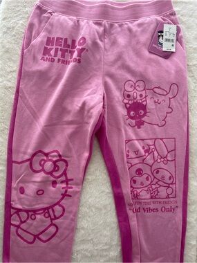 SALE! NWT Hello Kitty Pink Womnes Joggers with Character Graphics L